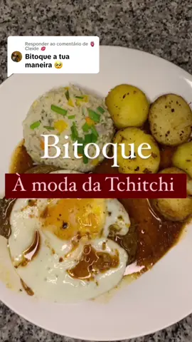 A responder a @🫀Cleide 💋 BITOQUE À MODA DA TCHITCHI! A receita de hoje foi uma sugestão de amante e apreciadora de culinária,ela pediu um bitoque à moda da Tchitchi e é claro que eu fiz.❤️✨ É com muito amor que apresento-vos um bitoque a minha moda,com arroz de legumes especial da Tchitchi,bifes de ganso com queijo,ovo estrelado,batatas fritas em rodelas e uma boa dose de molho madeira.❤️👩🏽‍🍳 #beef #bife #molhomadeira #carnebovina #bifedeganso #bitoque #carnesuculenta #bifecommolho #comidaportuguesa #receita #Recipe  #cozinheira #cozinhar #culinaria #chefgirl #chef #amantedeculinária #FoodLover #instafood #Luanda #angola  #tiktok #tiktokangola #perguntaserespostas 