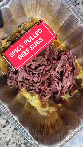 These spicy pulled beef sandwiches were INSANELY good #bbqtiktok #texasbbq #italianbeef #frenchdip 