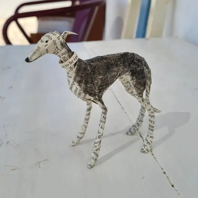I needed a break from printing, so I had some fun with paper mache 😁 #papermache #papercrafts #papermachesculpture #papermacheart #greyhound #greyhoundsoftiktok #greyhoundslovers #paperanimal #handmadeart #artideas #artinspiration #craftideas #craftinspiration #makingthings #papelmache #papiermache #papiermachesculpture #creativeinspiration 