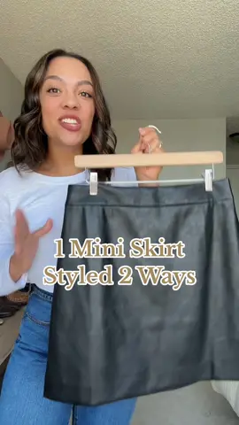 One @J.Crew Factory leather mini skirt styled 2 ways for fall! #jcrew #jcrewfactory #fallfashion #fashiontiktok #falloutfits #fallstyle #styleinspo #fashioninspo #fallfashioninspo #fallfavorites #ad 
