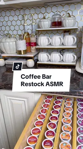 How many pumpkins did you count? 🤭 #asmr #randomrestock #coffeebardecor #momlife #coffeebarrestock #organizedhome #kitchenorganization 
