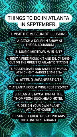 Wake me up before September ends because there’s so much to do here in Atlanta! ☀️ Save this and start making plans for a jam-packed month in the peach state 🍑 #september #atl #atlanta #thingstodoinatlanta #discoveratlanta #datenight #solo #inspo #travel #staycation @Museum of Illusions Atlanta 