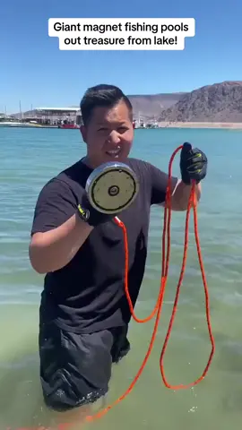 Giant magnet fishing pools out treasure from lake!