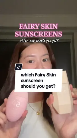 which Fairy Skin sunscreen should you get? 🤔☀️ #fairyskinpremiumbrighteningsuncreen #fairyskinpremiumtintedsunscreen #difference #versus #comparison #dryskin #oilyskin #sensitiveskin #acneprone #sunscreen #affordable #honestreview #skintellectual 