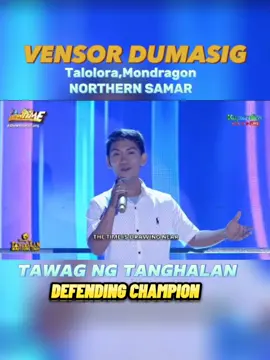 🎥:ABSCBN ENTERTAINMAENT Nadepensahan nya ang golden mikropono👏👏..conrats again Vensor💪 #Tawagngtanghalan  #defendingchampion  #proudwaraynon🌈❤️ 