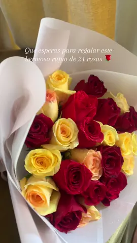 Ramo de 24 rosas amarillas y rojas 🌹 Perfecto para sorprenderla 🫶🏽 #rosas #ramo #flores #detalles #amor #emprendimiento #viral #fypシ #fypシ゚viral 