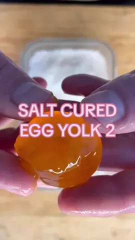 Salt cured egg yolks 🍳  #howto #part2  In a re-sealable container pace a 1/2” layer of kosher salt. With a egg press the shell into the salt to make several equally  spaced indents. Crack eggs and separate yolks from whites.  Place a yolk into the indents and with enough salt, completely cover the yolks. Refrigerate for 5-7days. Remove yolks from salt and wash in cool water. Dehydrate the yolks to further dry them.  Wrap preserved yolks in cheese cloth and refrigerate. Shave these over pastas, on grilled meat for an umami flavour booster!#cured #curedeggyolk #yolk #yolkporn #foodvideo #recipevideos #foodiegram #eastsidefoodie #recipeideas #umami #creamy #eggseggseggs