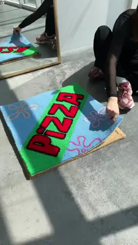 Pizza rug for me and you 🍕🤌 #spongebob #custom #rug #handmade 