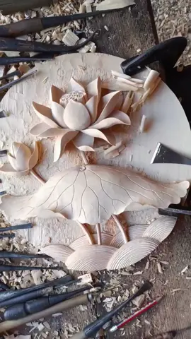 wood art—Lotus flower  #woodcarving #carvingwood #carving #woodworking #woodcraft #wood #woodcarvingprocess #handcarved #handmade #handmadecarving #foryou #fyp #tiktok 