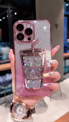 Glitter quicksand milk tea cup mobile phone case is so beautiful! A variety of colors are available.#iphone #phonecase 