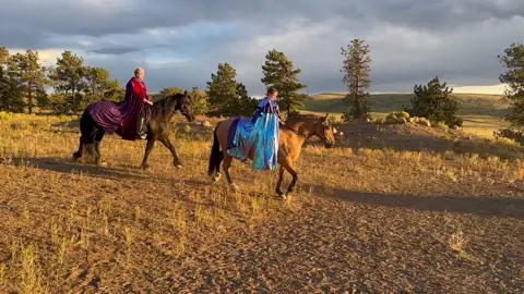 Cape training pays off!  Fun Medieval style practice photo shoot.  #horses #horsesoftiktok #horsetherapyisthebesttherapy #horse #Love #costume #grateful #thankgodforhorses #blessed #medievaltiktok #cosplay #behindthescenes 