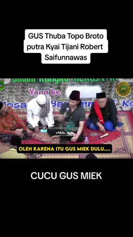 Gus Thuba memiliki nama lengkap yang unik, yakni Thuba Topo Broto. Gus Thuba merupakan putra dari Kyai Tijani Robert Saifunnawas. Kyai Tijani atau yang akrab disapa Gus Robert adalah putra ke-3 Gus Miek dari enam besaudara. Gus Robert menikah dengan Ning Nida Dusturiah putri Kiai Ahmad Shiddiq (Seorang Pendiri NU, Jember). Gus Miek memiliki nama lengkap K.H. Hamim Tohari Djazuli. Beliau merupakan putra dari KH. Ahmad Djazuli Usman, pendiri sekaligus pengasuh Pondok Pesantren al-Falah Ploso, Kediri. Semasa hidupnya, Gus Miek dikenal sebagai seorang kyai nyentrik yang dimiliki oleh NU. Sebagai putra kyai, ia menghabiskan hidupnya di luar pondok pesantren untuk berdakwah. Gus Miek kemudian mendirikan jamaah dzikir yang begitu terkenal hingga hari ini. Jamaah dzikir itu bernama Dzikrul Ghofilin. Jadi, jelas bahwa Gus Thuba bukan orang sembarangan. Beliau merupakan salah satu dari empat cucu Gus Miek, seorang ulama yang diyakini kebanyakan orang sebagai wali Allah atau kekasih Allah. #JamaahDzikrulGhofilinJantikoMantab #penggembirajantikomantab #pecintajantikomantab #pecintagusmiek #santrigusmiek #penggembirasetia #GusMiek #gusrobert #gusThuba #moloekatan  #Moloektangusmiek #dzikrulghofilin #pecintadzikrulghofilin #fypシ #fypシ 