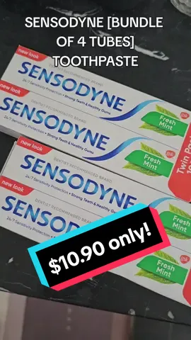 SENSODYNE [BUNDLE OF 4 TUBES] TOOTHPASTE Gentle Whitening Tooth Paste I Fresh Mint| Gum Care Sensitive Teeth at $10.90 only! #mustbuyproducts #fyp #tiktoksg #tiktoksingapore #TikTokShopTreats #TikTokMadeMeBuylt #tiktokmaketplace #toothpaste #tiktokpromo 