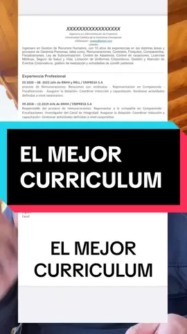 El mejor curriculum #curriculum #inclusion #linkedin #procesodeseleccion #chile #pretensionesderenta #excel #pretensionesderenta #pretensionesderenta #excel #esencialstaff #entrevistaporcompetencias #buscartrabajo 