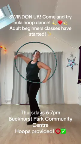 SWINDON! Come and try hula hoop dance! 💫 Its a beautiful and fun way to move and express yourself. You do not need fitness, stamina or flexibility to start, hooping is for everyone! Learn the fundamentals of on-body and some off-body tricks and dance moves to music at your own pace. 🎶 Hoops provided ⭕️✅ Buckhurst Park community centre SN3 3BS. £36 for a six week course (£6/class), your first class is ✨free!✨ come and have a go! 💫  #swindon #swindondance #swindonevents #swindontiktoker #beginnerhulahoopers 