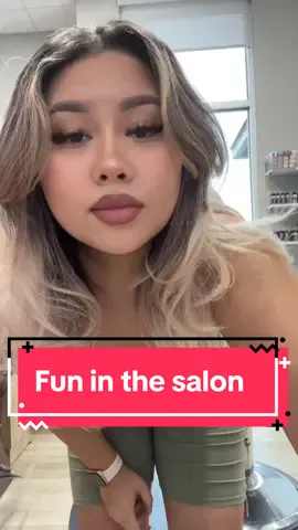 Its all fun in the salon 💖💖#womenempowerment #womenownedbusiness #fyp #viral #hairstylist #sanantonio #goodvibes #texas #polynesian #hawaiian #filipino #Pride #colorspecialist #headspa 
