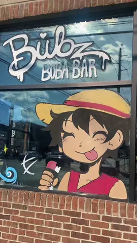 LOOK WHAT MY MY BOSS LET ME PUT UP ON THE WINDOW !!! congrats @One Piece Netflix for all the success ! Now whats gonna be next is the Halloween girl … no idea what she’s gonna be this year but she was a Frankenstien last year! Any suggestions ? 🥺🖤 #onepiece #acylicpainting #monkeydluffy #windowpainting 