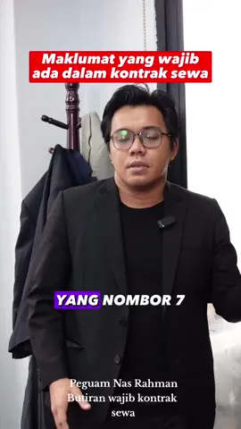 Part 2, sambungan tentang perincian wajib yang perlu dijelaskan di dalam kontrak sewa, supaya tiada masalah apabila terdapat perkara berbangkit pada masa akan datang.  Ikuti perkongsian dari Peguam Nas Rahman berkenaan perkara ini.  #LearnOnTikTok #peguamtiktok #peguamnasrahman #peguammalaysia #sewarumah 