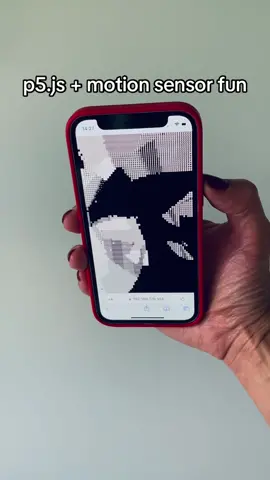 Motion sensor spins, Twirly plus symbol, test quick,  Afternoon's trial. Another quick example of extending a sketch by using the phone‘s native motion sensor. Running the shader in a Safari browser at 60fps (limited) iPhone 12 Mini #creativecoding #generativeart #digtalart #asciiart #textmode #fyp 