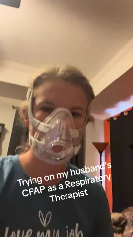 Had to see what my patients go through #respiratorytherapist #rrt #respiratory #healthcare #cpap #cpapmachine #husbandwife 