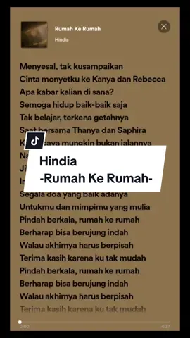 Hindia #rumahkerumah #hindia #spotifyplaylist #lyrics #music #spotify #fyp #fypシ 