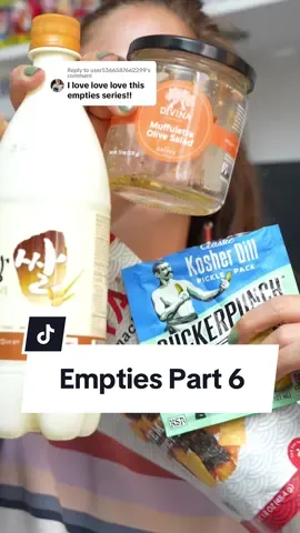 Replying to @user5366587662299 PART 6!  Products are below:  Spicy seaweed snacks by Noras Snacks Korean Kook Soon Dang Makgeolli Rice Wine  Suck Punch Dill Pickle Chips in a big by @SuckerPunch  Muffuletta Salad by Divina #empties #WIEIAW #foodempty #whatiate