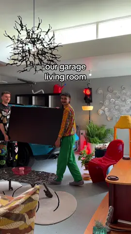 Now I can watch tv in the Porsche 🤭 #interiordesign #garage #frametv #tv 