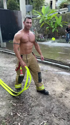 Ben with the hose 🔥 #australianfirefighterscalendar #firefighter #fyp #australia #hose #pompier #bombeiro #brandweer #feuerwehr #消防队员 #消防士 