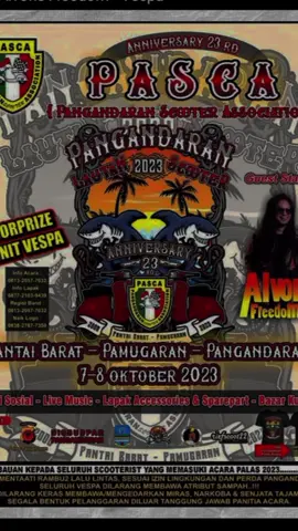 ayo kawan ramaikan acara Pesta pantai catat tanggalnya 7-8 Oktober 2023#vespaextreme #vespagasruk #vespaklasik #pangandaranbeach 