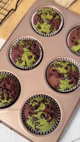 Matcha Chocolate marble Shrek muffins 🌲 슈렉나라 초코나무숲 머핀 🌲 #matcha #muffins #Recipe #fyp #홈베이킹 #말차 