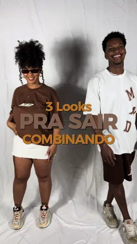 3 sugestões para vocês sairem combinando!! 😍😍 #lookcasal #modaviral #fy #moda #modafeminina #modamasculina #streetwear 