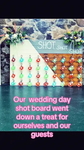 Wedding day diy shot wall #shots  #wedding #weddingonabudget #aftershocks #drunk 