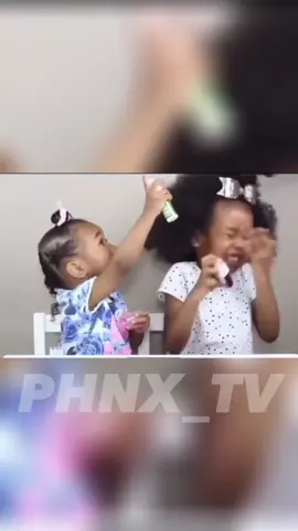Bruh! What was in that bottle?? 👀  #kids #kidsoftiktok #sisters Baby sister sprays big sister with candy and gets it in her eyeS
