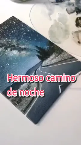 Mira este hermosa camino en la carretera, con el cielo estrellado iluminando el paisaje, ¿te gustaría pintar así?, visita el enlace de mi perfil y descubre cómo, Sígueme para más contenido 🖌️🎨 #paisajes #pintura #pintor #arte #acuarela #acrilico #artwork #art #artworks #tiktokart 