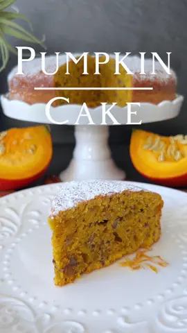 Pumpkin Cake Recipe 👩🏻‍🍳 Enjoy the delight of a simple pumpkin cake that envelops your taste buds with its delicate flavor and the gentle sweetness of the pumpkin. 🌰 Ingredients: - 150 g Hokkaido/Butternut pumpkin puree (made from cooked and pureed pumpkin) - 150 g sugar - 2 eggs - 100 ml sunflower oil - 1 tablespoon yogurt - 200 g all-purpose flour - 1 teaspoon baking powder - 1/2 teaspoon salt - 1/2 teaspoon cinnamon - 75 g pecans or walnuts, roughly chopped 👩🏻‍🍳 Instructions: 1. - Preheat your oven to 180°C and grease the baking pan (19-20 cm diameter) well or line it with parchment paper. 2. - Cut the pumpkin into small pieces and cook until soft. Puree the pumpkin into a fine puree. 3. - In a bowl, mix sugar and eggs well. Then add the pumpkin puree, plain yogurt, and vegetable oil, and mix thoroughly.  - In a separate bowl, combine flour, baking powder, salt, and cinnamon. Add the flour mixture to the pumpkin mixture and gently fold until a smooth batter forms.  - Fold in the chopped nuts. 4. - Pour the batter into the prepared baking pan. - Bake the cake in the preheated oven for about 40-45 minutes or until a toothpick comes out clean when inserted into the center of the cake. 5. - Allow the cake to cool in the pan for about 10 minutes before removing it from the pan.  - Let the pumpkin cake cool completely on a wire rack. 6. - Sprinkle with powdered sugar according to your preference and slice. Indulge yourself and your loved ones with this wonderful pumpkin cake! 👩🏻‍🍳  #pumpkin #cake #cakerecipe #Recipe 