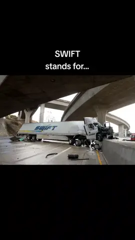 Swift stands for... Swiftly wrecks initiating first turn. #swift #swifttrucks #swifttruckers #swiftwrecks #wrecks #overtheroadtrucking #joke  #overtheroadtruckinglife #longhaultrucking 