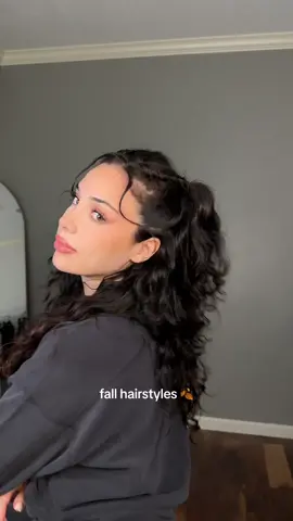 one of the cutest fall styles 🍁🍂🌻 #hairtok #hairstyle #hairstyletutorial #hair #hairtutorial #curlyhairstyles #wavyhair #curlyhair #fall #fallhair #pigtails #braids #fyp 