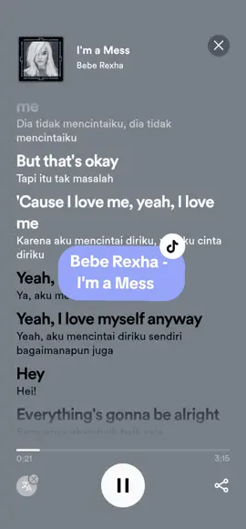 🎶i'm a mess by Bebe Rexha #spotify #spotifylirics_ #fypシ #beberexhaimamess 