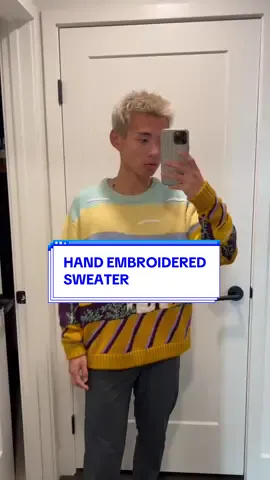The best hand embroidered sweater ive ever made #yitai #fyp #clothing #designer #clothingbrand #handmade #handembroidery #handembroidered #sweater #fallsweaters #fallfashion 