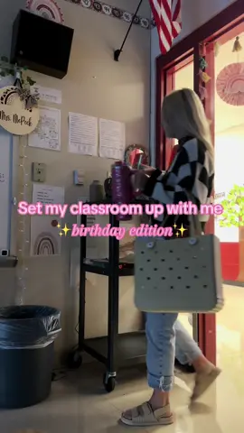 Classroom set up - bday edition 🎉 #teacher #teachingontiktok #thattiktokteacher #youngteacher #teachersoftiktok #secondyearteacher #classroom #classroommanagement #classroomsetup #fyp #birthday #teacherout #OOTD #explore 