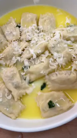 potato and gruyère agnolotti in a butter sage sauce  #bestthingsince #homemadepasta #agnolotti #buttersagesauce #handmadepasta #italian #italianfood 