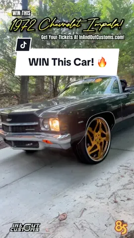 Get your tickets for a chance to WIN this 1972 Chevy Impala Convertible at inandoutcustoms.com 🔥 or click the link in @1_donkmaster’s bio #sickcarsandtrucks #chevyimpala #donkmaster #donk #classiccars 