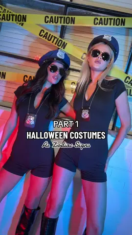 Halloween costumes as zodiac signs 🚨🖤 Tag a bestie who needs these! #thatssofetchau #copcostume #halloweencostume #halloweencostumeideas #halloween2023 #Halloween2022 #zodiacoutfits 