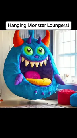 Take my money! I need one of these hanging monster loungers! 👿 #kidsbedroomdecor #interiordesign #monsters #loungers 