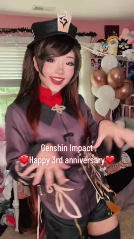 Celebrate Genshin Impact’s third birthday with Hu Tao🎉❤️@GenshinImpact_En #GenshinImpact #GenshinAnniversary 