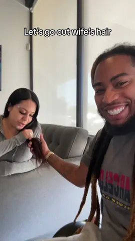 Princess’s hair has gotten a lil damaged after all the heat she constantly puts on it. So it was time to do some cutting. She is still getting used to it so she could use some positive encouraging comments #fyp #relateable #therealstreetfamily #couplegoals #Love #hairtrimmimg 