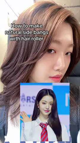 How to curl side bangs with hair roller #hairtutorial #koreanhairstyle #sidebangs 