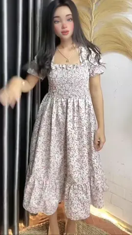 Smocked Dress Wanita cek keranjang kuning..