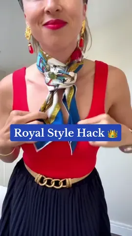 Royal Style Hack 👑 15 Seconds to achieve this super easy scarf style used by royals including Princess Diana✨ 👸 #hack #stylehacks #styletips #fashion #fashiontips #scarfstyle #scarffashion #etiquette #manners #etiqueta #mannersmatter #fashionstyle #howto #royal #royalstyle #royalfashion #fyp 