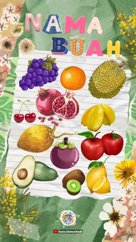 Mengenal Nama Buah (Part 1)  .  .  #buah #buahbuahan #education #paud #laguanak #laguanakanak #fyp #belajar 